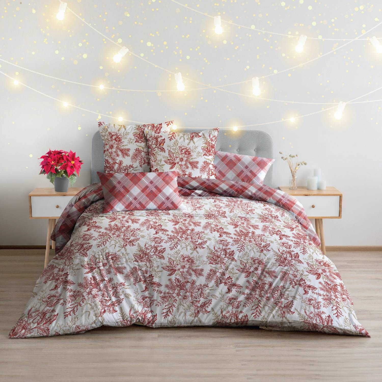 Постельное белье 2сп ранфорс Волшебная Ночь 8536/1+8534/1 Пуансеттия нав. 70/70 *1 Постельное белье 2сп ранфорс Волшебная Ночь 8536/1+8534/1 Пуансеттия нав. 70/70 *1