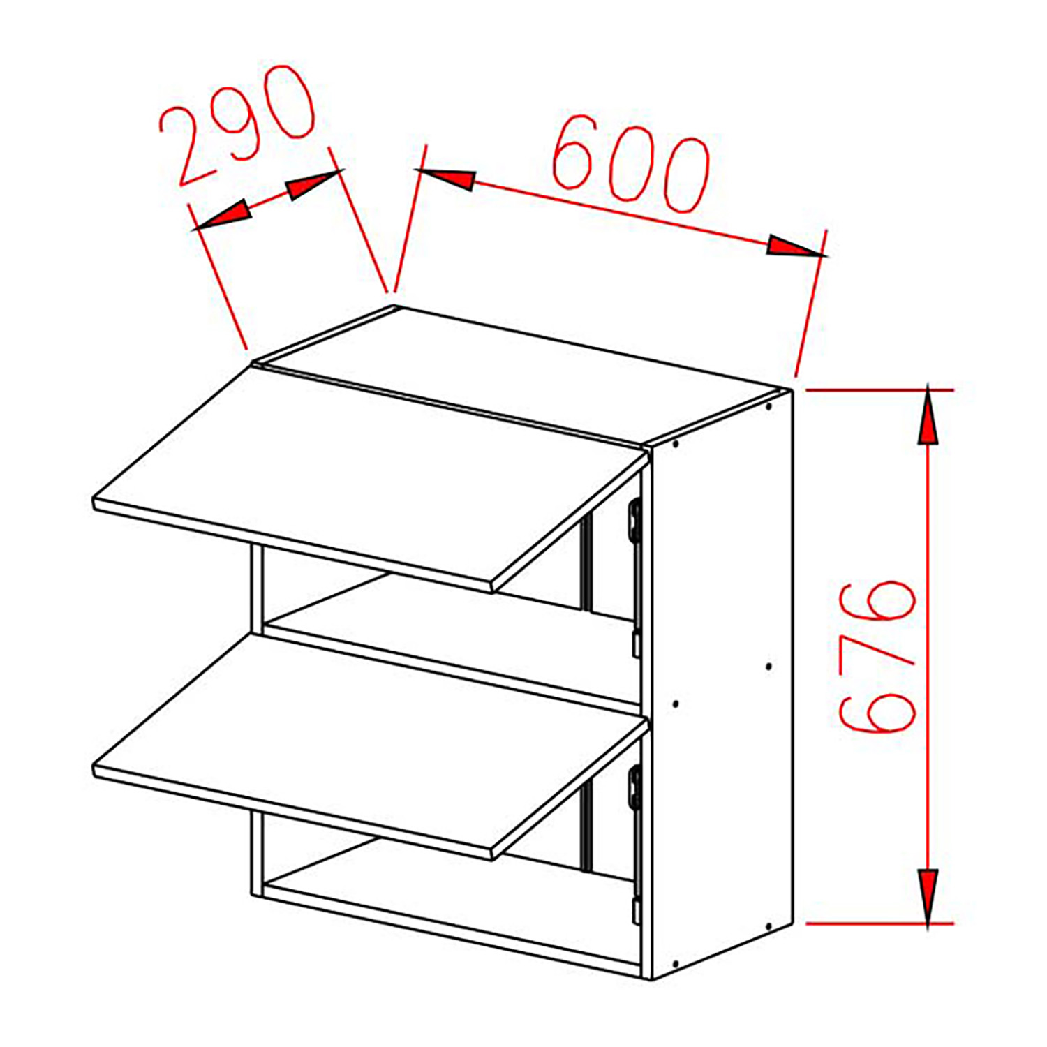 Шкаф навесной 600х676х290 мм BROZEX-WOOD NordWind Горизонт, с двумя дверцами