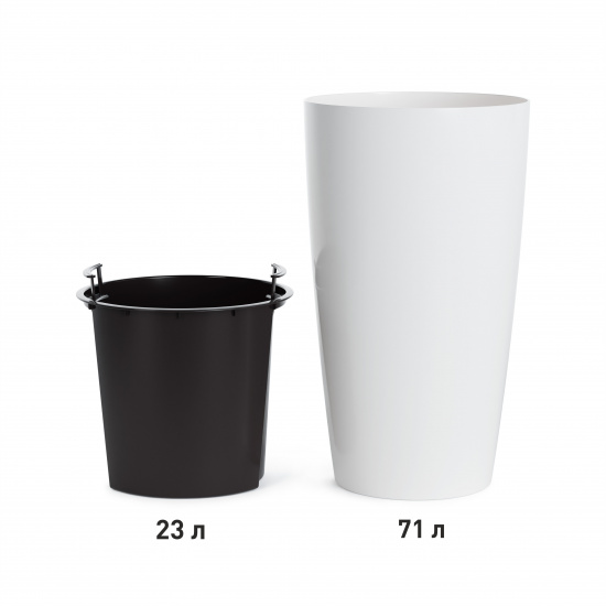 Кашпо пластм. "Рондо" высокое 71л d 400мм h755мм, со вставкой 23л Белый М8877 (ЗПИ "Альт.") *1