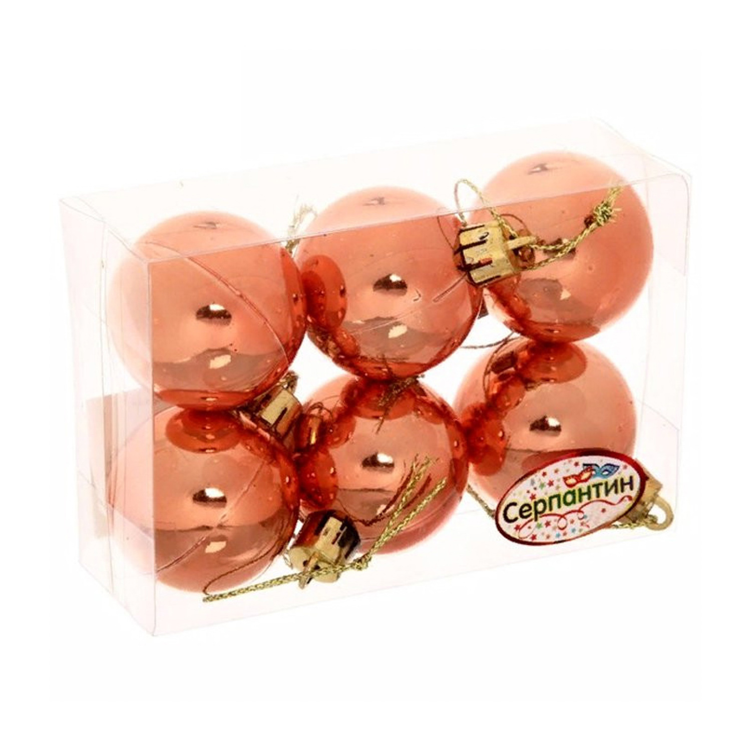 Новогодние шары 4 см (набор 6 шт) "Глянец", янтарь Новогодние шары 4 см (набор 6 шт) "Глянец", янтарь