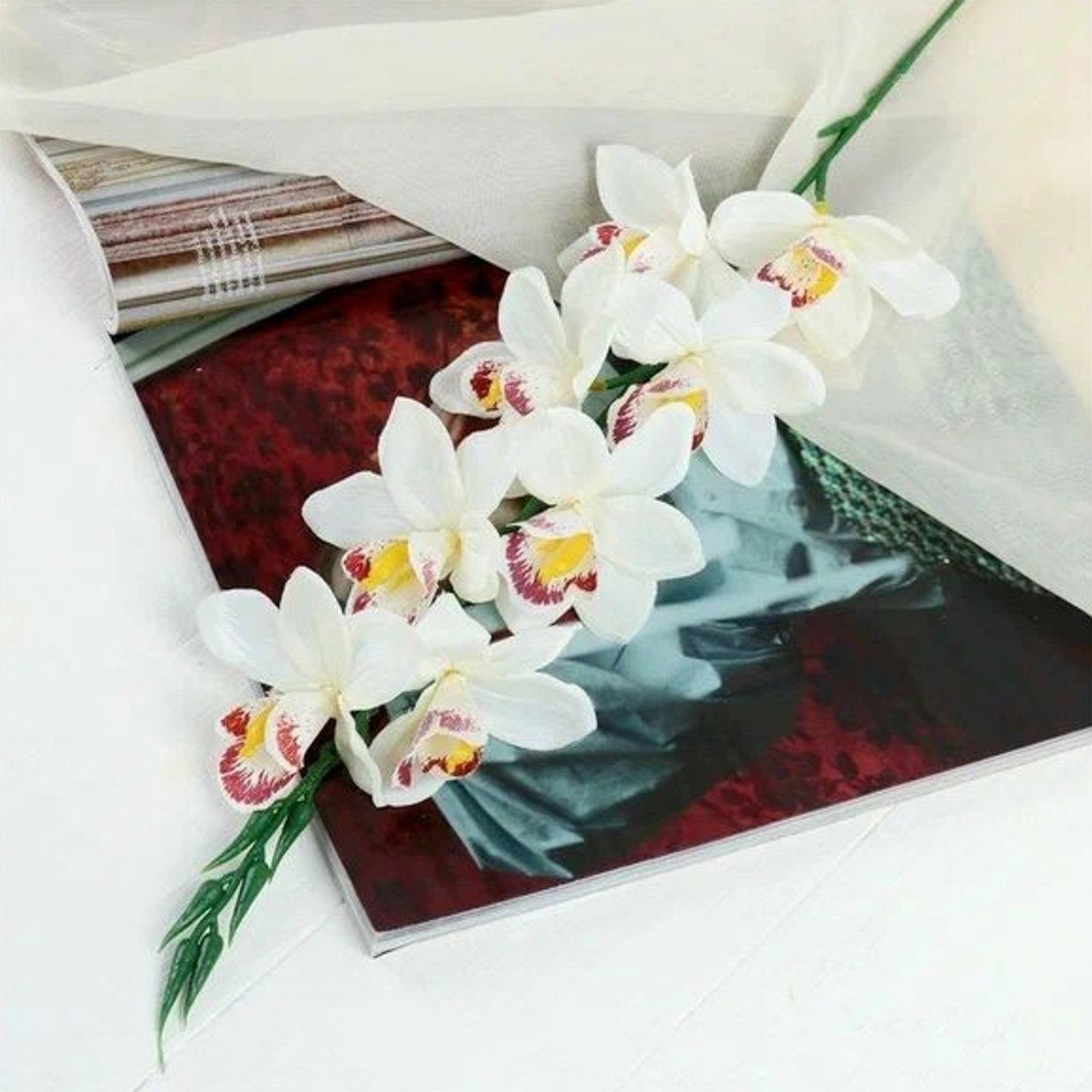 Цветы искусственные "Камбрия" 9х71 см, белый 4301694 Цветы искусственные "Камбрия" 9х71 см, белый 4301694