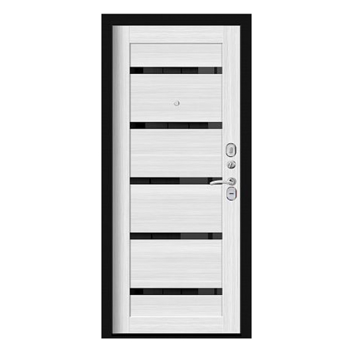 Дверь входная Двери Гуд М-3 GOODMAN, 960х2050х80 мм, со стеклом, правая, черный шелк/белый