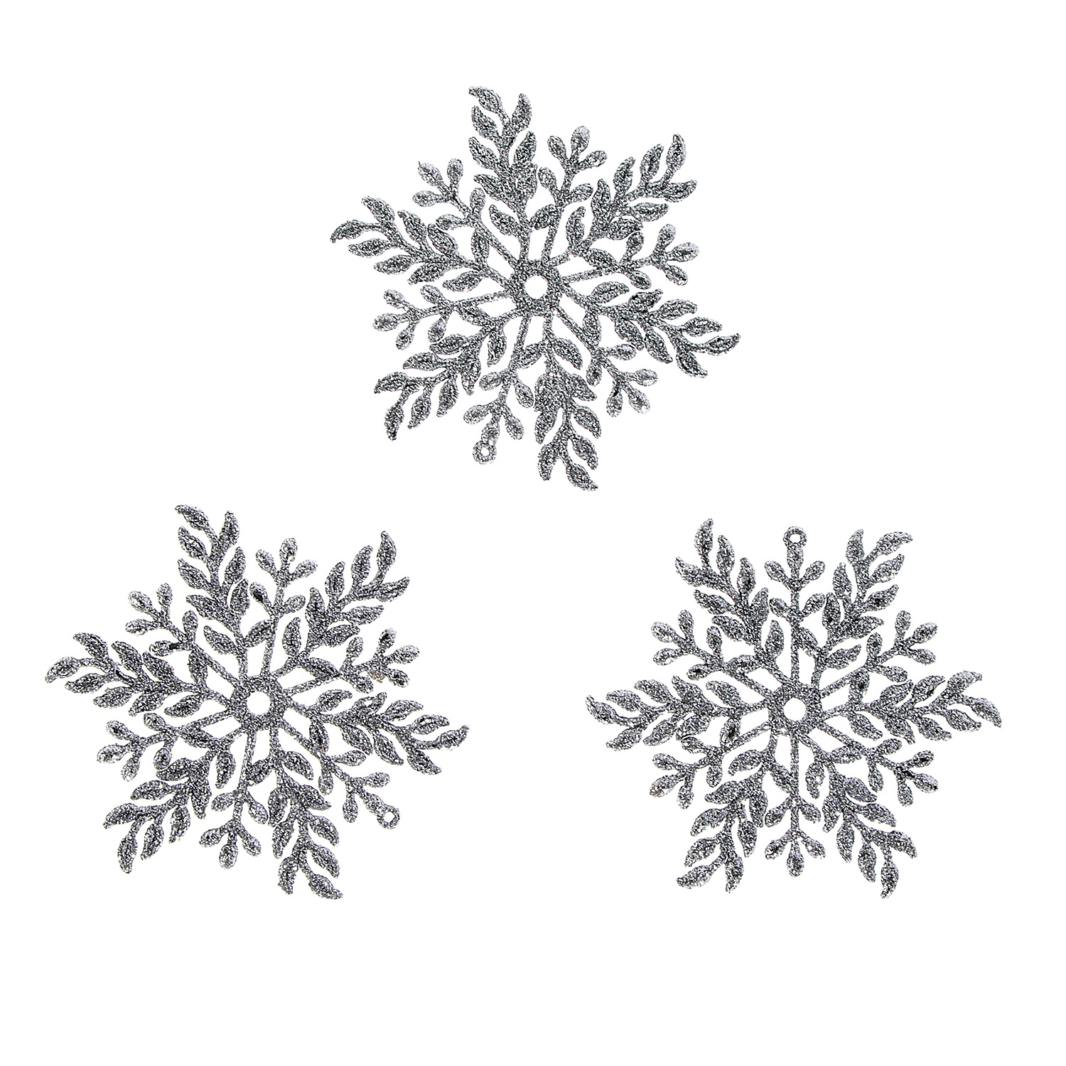 Подвеска "Волшебная снежинка" 11,5 см (набор 3 шт), Серебро