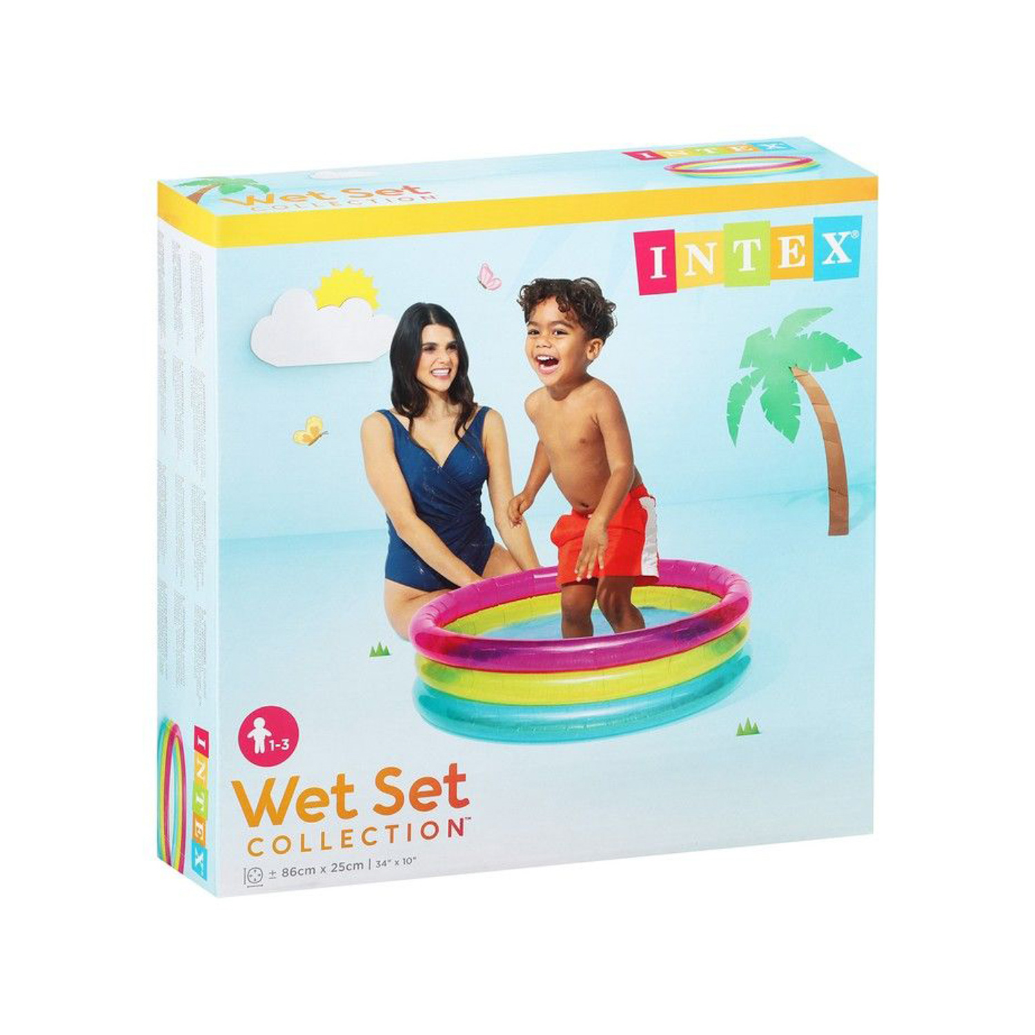 Бассейн надувной детский INTEX Rainbow, 86x86x25 см, 68 л Бассейн надувной детский INTEX Rainbow, 86x86x25 см, 68 л