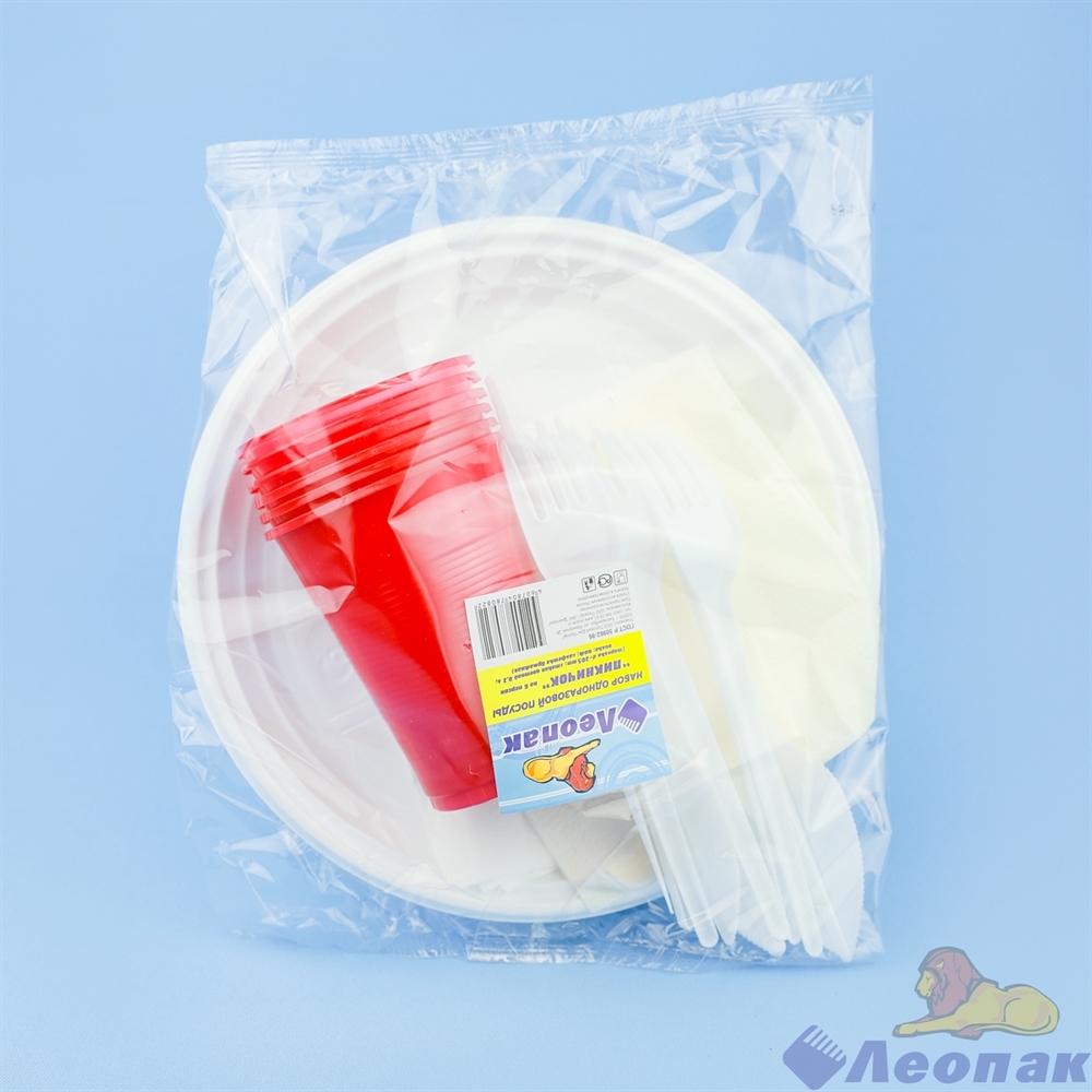 Одноразовая посуда Набор "Пикничок" 6перс/25пр.: тар.d205мм+стаканы0,2л-вилки+ножи+салф. *1/25