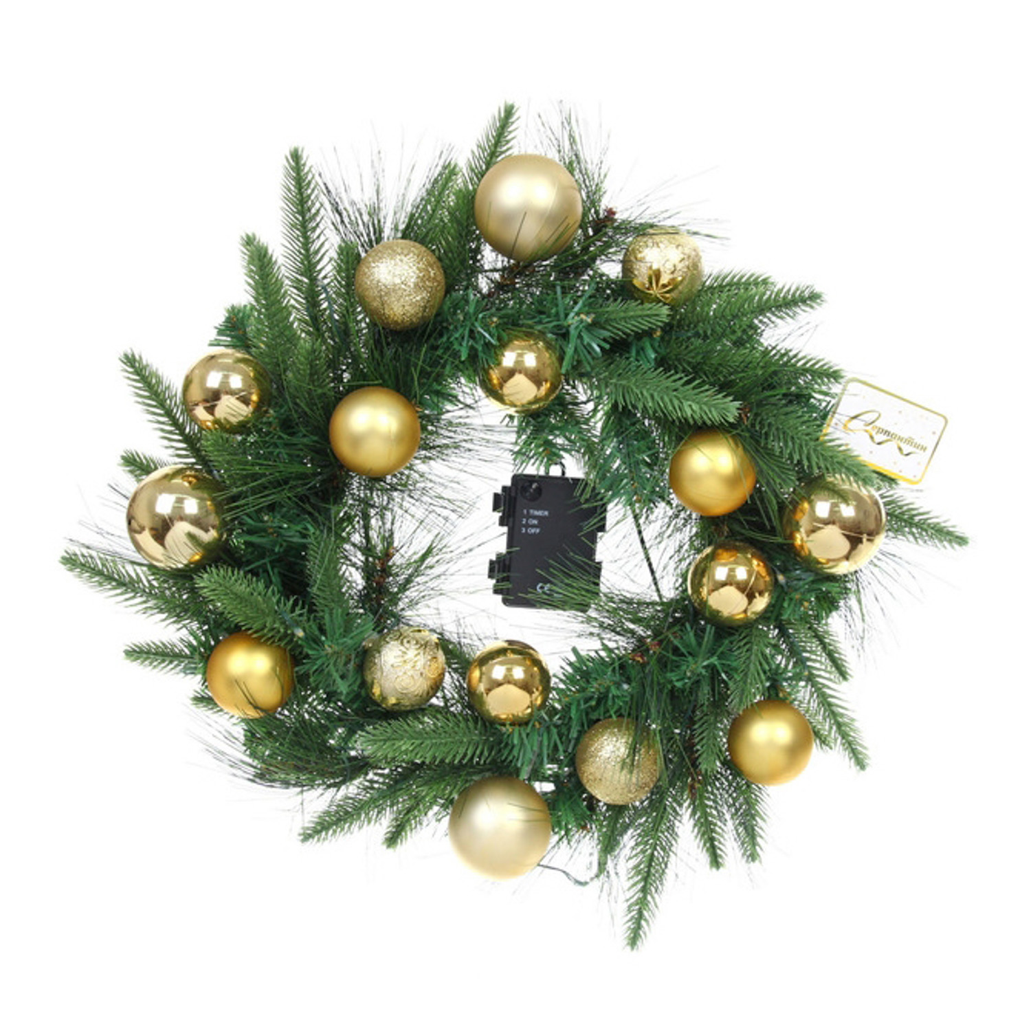 Венок хвойный "Сказочное чудо" d-40 см, ПВХ, литой ПВХ, Золото Венок хвойный "Сказочное чудо" d-40 см, ПВХ, литой ПВХ, Золото