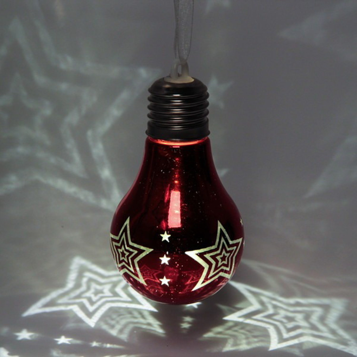 яяяПодвеска ЛАМПА с подсветкой 6*9 см "Звездочка", Красный (подсветка Теплый белый)