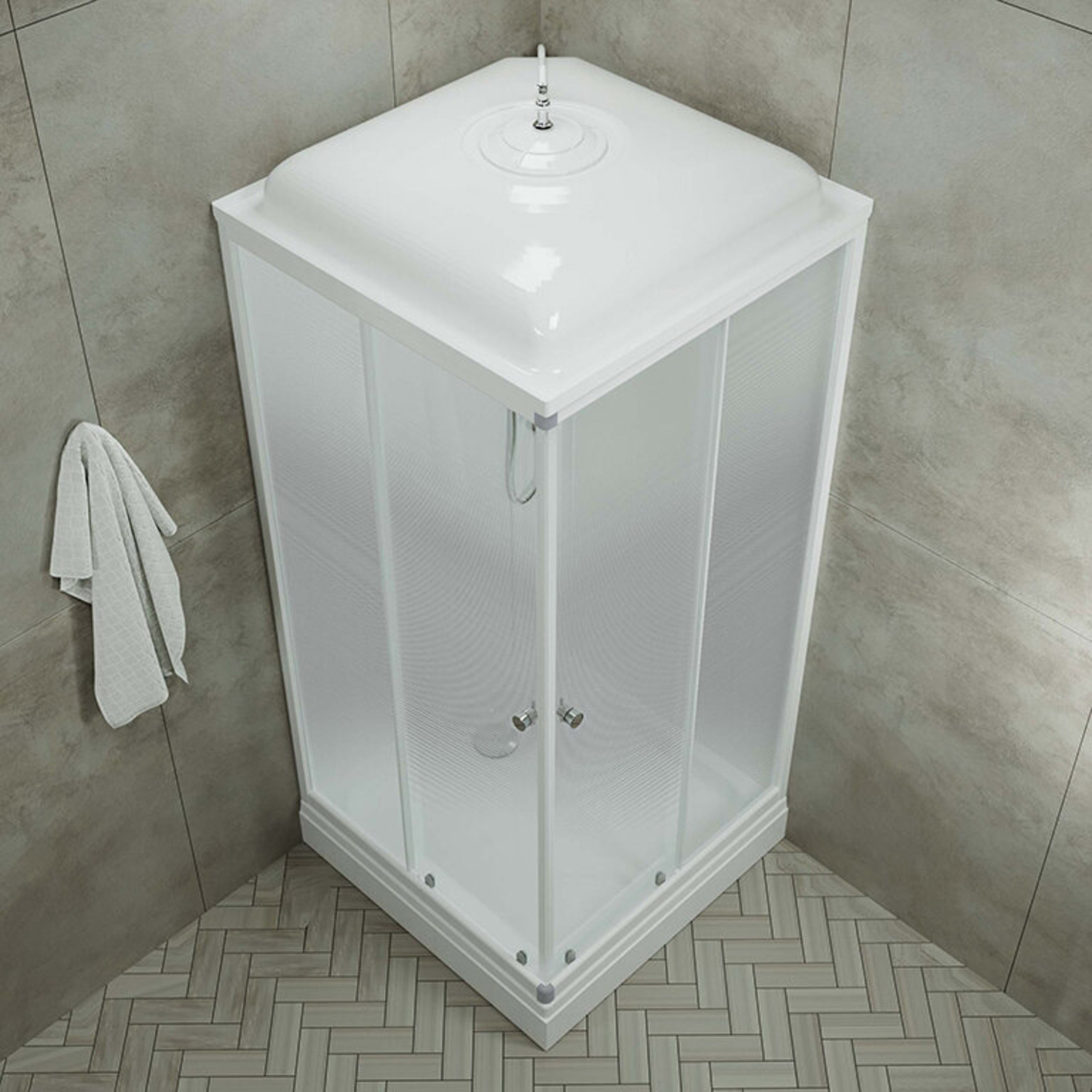 Кабина душевая 90*90 А Сатин-К ДН4 квадрат поддон низкий Белый  (6 мест+сифон D90мм)