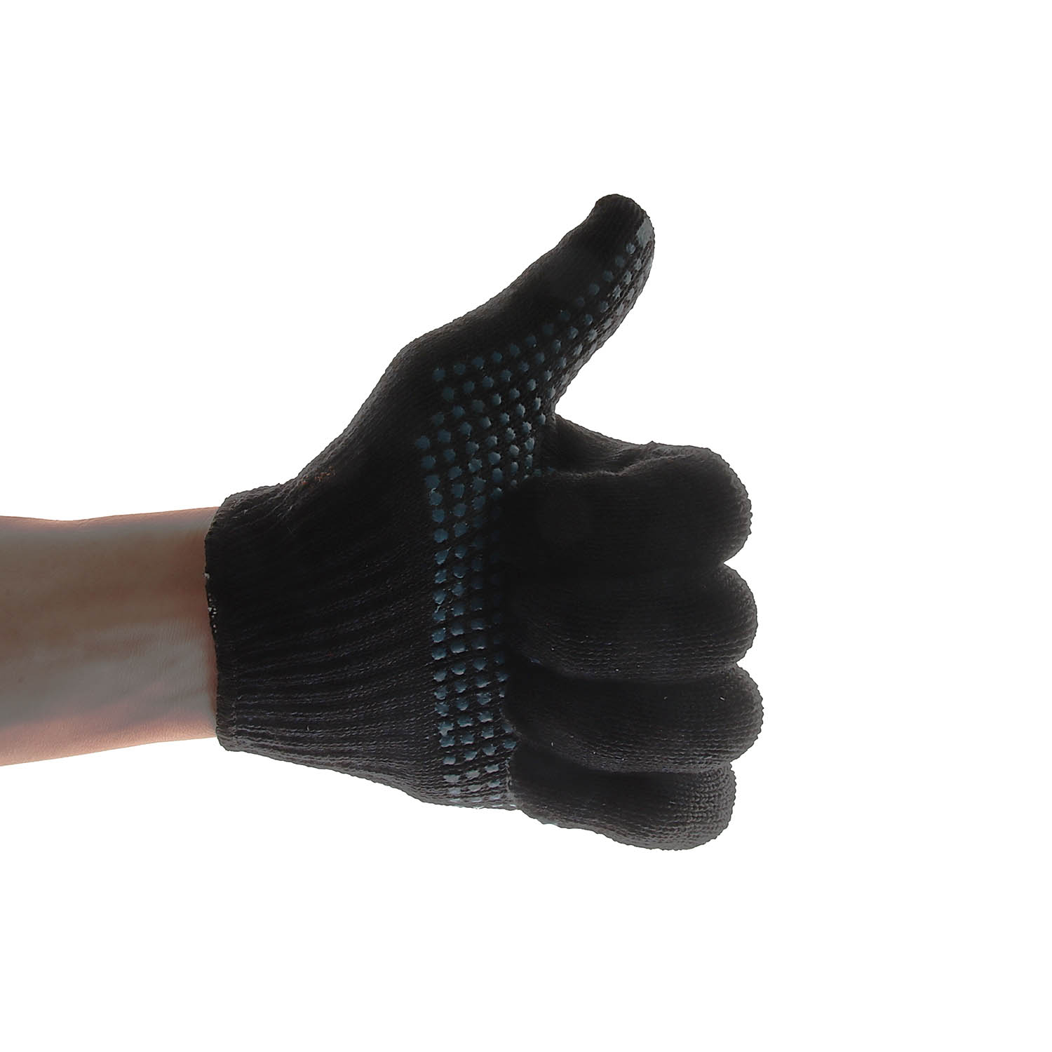 Перчатки ХБ с ПВХ 10кл (5нитей) 95гр черные двуслойные зимние (648Р) Ladoni *5/100/200