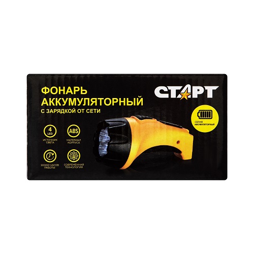 Фонарь ручной СТАРТ LHE 502-B1 Yellow /120 аккумулятор 0,3mAh/4В *1/120