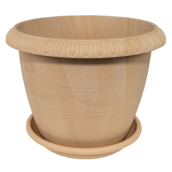 Кашпо пластм. "Lе Jardin" 2.8л, d верха 200мм h160мм с поддоном Зол.Мрамор 102-3 (Tek.A.Tek)*1/48