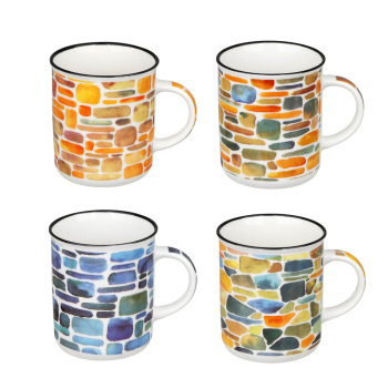 Кружка фарфор. 320мл "Эскиз" в упак.4 дизайна 806-110 *48