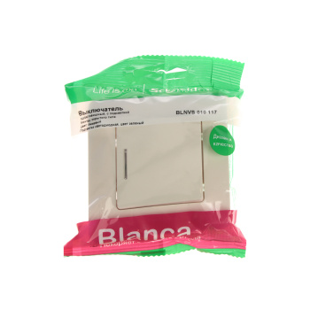 Выключатель "BLANCA" СП 1кл. бежевый с подсветкой 10А 250В  BLNVS010117  *1/10/20