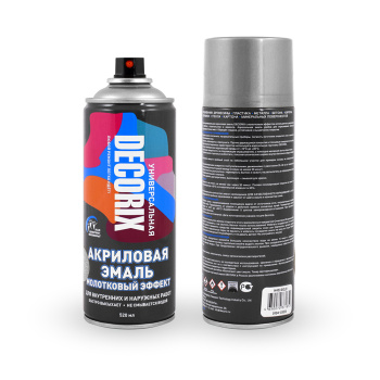 Эмаль-аэрозоль 520 мл DECORIX H401, серебро, молотковый эффект