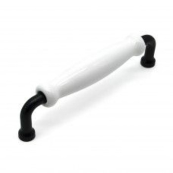 Ручка-скоба 128мм черная с белой керамической вставкой 1258-128 Соллер *1/25