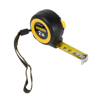 Рулетка  2м х16мм пластик. корпус стальная лента автостоп арт.2507002 KORVUS *1/12/240