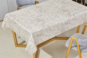 Клеёнка на тканевой основе, полиур.покр."Kleo" "Соцветия с кругами" беж.с серебр.ш.1,37м SFPU-8 *20