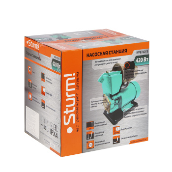 Насосная станция  420Вт 2040л/час высота подъема 32м корпус чугун. STURM WP9742VS *1/2