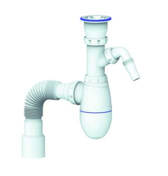 Сифон бутылочный 1 1/2"*40 с отводом, с гибкой трубой 40x40/50 В320V Unicorn (аналог УЯ27) *1/35