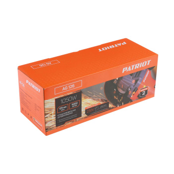 Шлифмашина угловая 125мм 1050Вт 11000об/мин М14 AG 126 PATRIOT *1/6 Шлифмашина угловая 125мм 1050Вт 11000об/мин М14 AG 126 PATRIOT *1/6