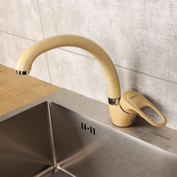 Смеситель для кухни Эверест В59-0259 высокий излив (бежевый) *1/10