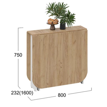 Стол обеденный раскладной 1600мм*800мм Т1 Белый/Дуб крафт золотой ТриЯ *1