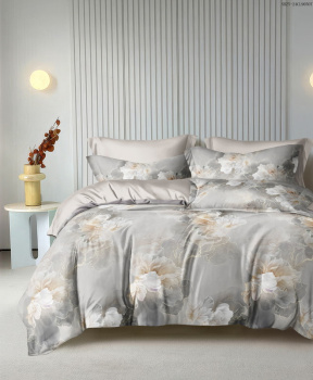 Постельное белье 1,5сп сатин Орхидея 2557, наволочки 70*70 - 2шт *1