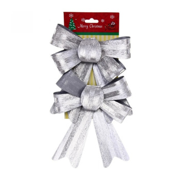 Набор бантов на елку Серпантин «Серебряный блеск», 14 cм, 2 шт., серебро