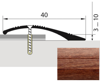 Порог-стык разноуровневый 40х1800 мм Русский профиль, дуб канадский