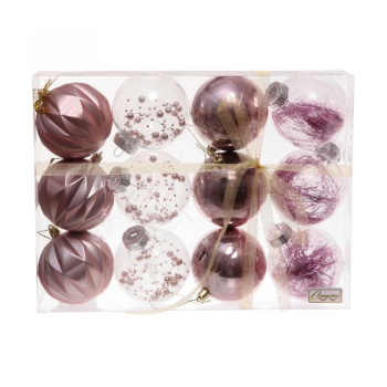 Набор шаров 8 см "Волшебство", 12 шт., розовое золото