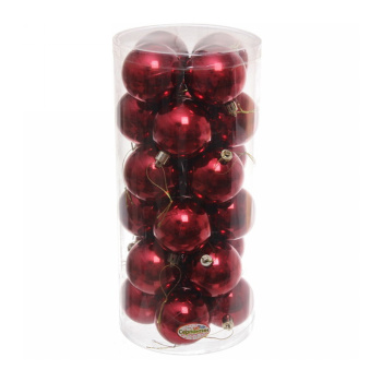 Набор новогодних шаров "Глянец", диаметр 6 см, 24 шт., темный рубин
