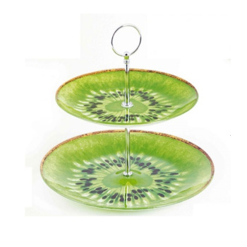 Ваза стекло 2-х ярусная "Киви"d200мм(250мм) Зеоеный MFK08376 ("МФК") *1/12