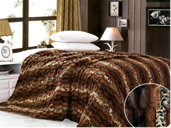 Плед 220*240см искусственный мех Норка тёмная коричневый TF F070BR 2224 Buenas Noches *1