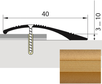 Порог-стык разноуровневый 40х1800 мм Русский профиль, золото