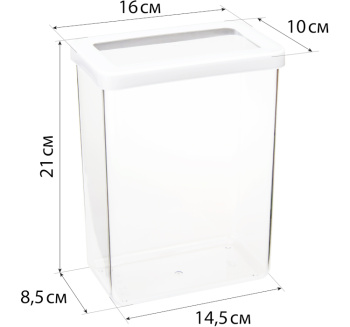 Банка для продуктов пластм. "Степ" 2,5л 160х100x210мм М1298 ("М-Пластика") *1/12