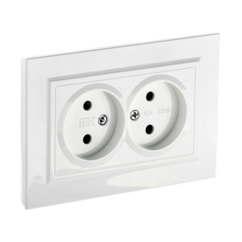 Розетка "BRITE" 2-мест. белая без заземления 10А IEK BR-R20-10-K01-F  *10/100