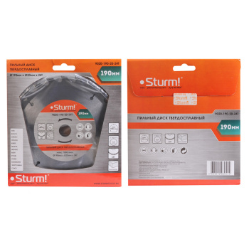 Диск пильный 190*20,0мм 24 зубьев по дереву (9020-190-20-24T) Sturm *1/40 Диск пильный 190*20,0мм 24 зубьев по дереву (9020-190-20-24T) Sturm *1/40