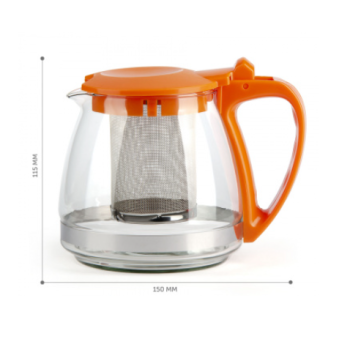Чайник заварочный жаропрочное стекло 700мл фильтр-сито Оранжевый (BF-502 ) "Barouge" *1/48