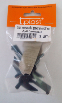 Угол наружный T.plast, 58 мм, 100 дуб снежный, 2 шт.