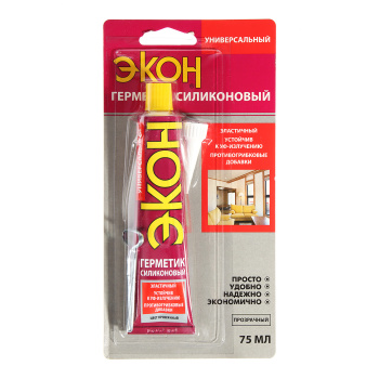 Герметик универсальный 70 мл ЭКОН, силиконовый, прозрачный