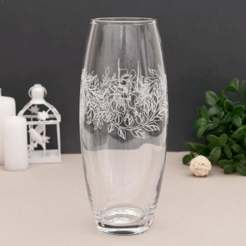 Ваза гравированная "Гибискус" d-7.5см 10х26 см    3567805