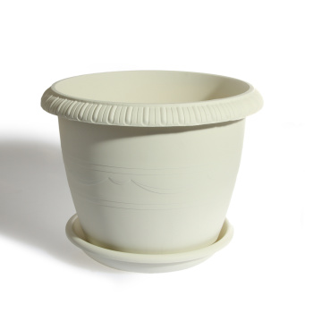 Кашпо пластм. "Lе Jardin" 9.5л, d верха 300мм h240мм с поддоном св. Серый 104-1 (Tek.A.Tek)*1/12