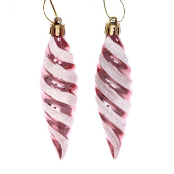 Ёлочные игрушки "Таинственное очарование" Сосульки 10 см (набор 2шт), розовое золото