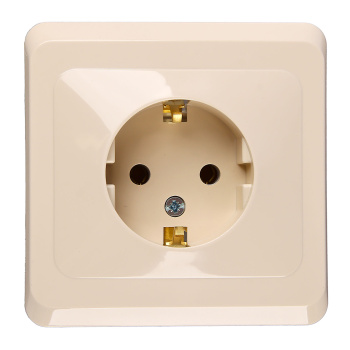 Розетка "Этюд" СП 1-мест. кремовая евро с з/к РС16-003 *10/20