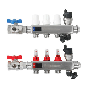 Коллекторная группа Millennium с расходомером, 3 выхода, с кранами