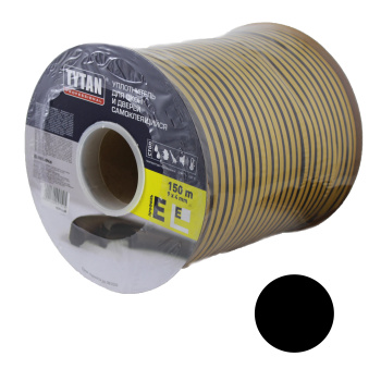 Уплотнитель TYTAN, 9х4 мм, для окон и дверей, профиль E, черный