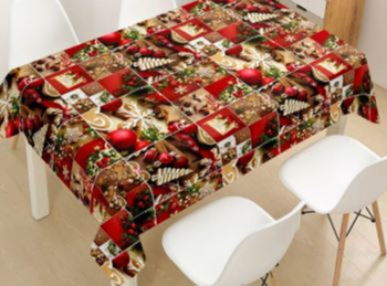 Клеёнка на тканевой основе &quot;Версаль&quot; &quot;Новогодние украшения&quot; красн.с зол. шир.1,37м SD-114A *20