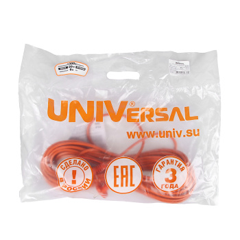 Удлинитель 1 розетка 20м б/з ПВС 2х0,75мм2 6А мощ.нагр 1300Вт Универсал УШ-6 *1/10/20