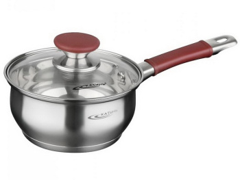 Кастрюля нерж. "Катунь" "Берта" 1,5л d16см термораспред. дно, Стекл. кр., силик.руч. КТ15-K *1/4